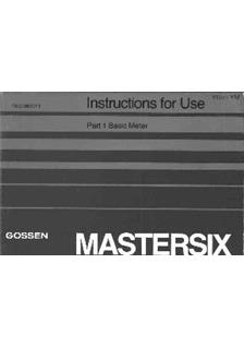 Gossen Mastersix manual. Camera Instructions.